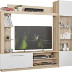 Σύνθετο σαλονιού June pakoworld sonoma-λευκό 204x35x177εκ