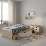 Κρεβάτι με συρτάρι Letto pakoworld σε oak - λευκό απόχρωση 90x200εκ - Image 2