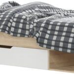 Κρεβάτι με συρτάρι Letto pakoworld σε oak - λευκό απόχρωση 90x200εκ