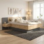 Κρεβάτι διπλό Kantri pakoworld σε sonoma - γκρι απόχρωση 160x200εκ