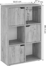 Βιβλιοθήκη Bookel pakoworld μελαμίνης σε oak απόχρωση 59.5x27.5x89εκ - Image 5