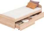 Κρεβάτι Regan pakoworld με συρτάρια σε oak απόχρωση 90x200εκ