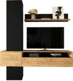Σύνθετο σαλονιού Wendy pakoworld σε oak-μαύρη απόχρωση 195.1x37.3x219.1εκ - Image 2