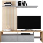 Σύνθετο σαλονιού Neo pakoworld σε oak-γκρι απόχρωση 190x40x200εκ - Image 2