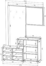 Έπιπλο εισόδου Ebro pakoworld σε oak-cappuccino απόχρωση 150.3x41.2x204.7εκ - Image 3