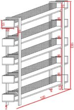 Βιβλιοθήκη Musha pakoworld μέταλλο μαύρο με oak απόχρωση 120x27x185εκ - Image 3