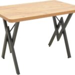 Τραπέζι Vertex pakoworld oak με μαύρα μεταλλικά πόδια 110x70x72εκ