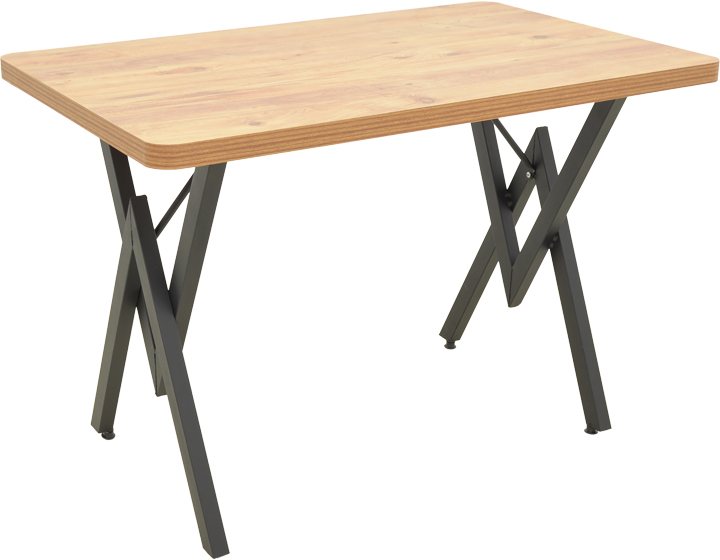 197-000321 Τραπέζι Vertex pakoworld oak με μαύρα μεταλλικά πόδια 110x70x72εκ - Image 1