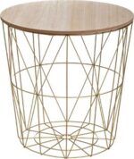 Τραπέζι σαλονιού Kumi pakoworld oak-χρυσό Φ41x40εκ - Image 2