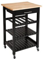 Τρόλεϊ-Ραφιέρα Claude pakoworld mdf μαύρο - φυσικό 58x48x87.5εκ