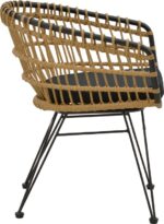 Τραπεζαρία Naoki C pakoworld σετ 7 τμχ rattan φυσικό-μαύρο μέταλλο-γυαλί 160x90x78εκ - Image 4