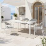 Τραπεζαρία Kliton-Pino σετ 5τεμ pakoworld αλουμίνιο σε λευκή απόχρωση 150x80x74εκ