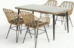 Τραπεζαρία Naoki Χ σετ 5τεμ pakoworld rattan pe σε φυσική απόχρωση και μαύρο μέταλλο 160x90x78εκ - Image 2