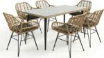 Τραπεζαρία Naoki Χ σετ 7τεμ pakoworld rattan pe σε φυσική απόχρωση και μαύρο μέταλλο 160x90x78εκ - Image 2