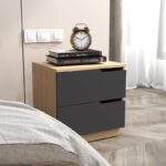 Κομοδίνο Verena pakoworld σε φυσική-ανθρακί απόχρωση 48x40x48εκ - Image 2