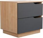 Κομοδίνο Verena pakoworld σε φυσική-ανθρακί απόχρωση 48x40x48εκ