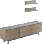 Σύνθετο σαλονιού Kasia pakoworld μπεζ μαρμάρου-sonoma 180x35x48.5εκ - Image 3