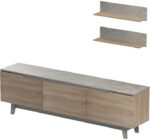 Σύνθετο σαλονιού Kasia pakoworld μπεζ μαρμάρου-sonoma 180x35x48.5εκ - Image 4