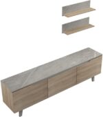 Σύνθετο σαλονιού Kasia pakoworld μπεζ μαρμάρου-sonoma 180x35x48.5εκ - Image 6