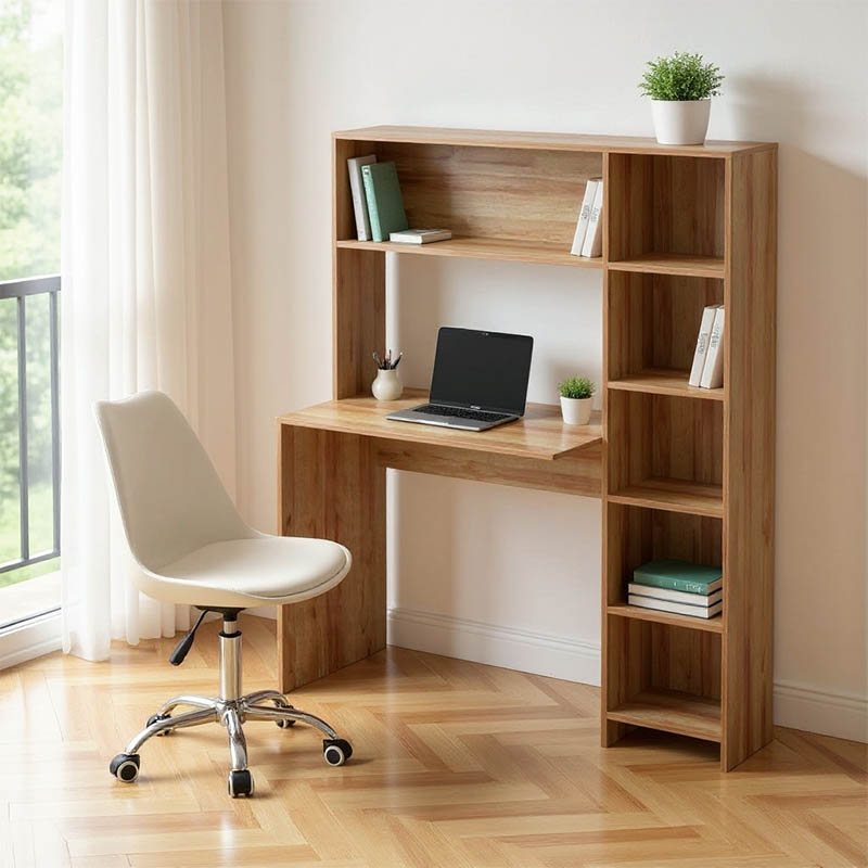 230-000082 Γραφείο με βιβλιοθήκη Janson pakoworld oak 113.2x40x141.8εκ - Image 1