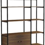 Βιβλιοθήκη Rhombo pakoworld καρυδί-μαύρο 120x35x180εκ