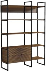 Βιβλιοθήκη Rhombo pakoworld καρυδί-μαύρο 120x35x180εκ