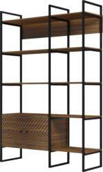 Βιβλιοθήκη Rhombo pakoworld καρυδί-μαύρο 120x35x180εκ - Image 3