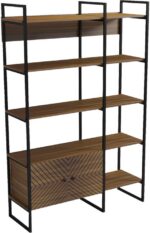 Βιβλιοθήκη Rhombo pakoworld καρυδί-μαύρο 120x35x180εκ - Image 4