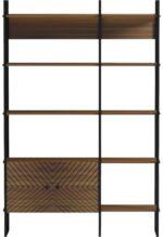 Βιβλιοθήκη Rhombo pakoworld καρυδί-μαύρο 120x35x180εκ - Image 5