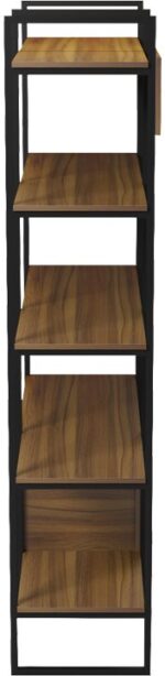 Βιβλιοθήκη Rhombo pakoworld καρυδί-μαύρο 120x35x180εκ - Image 6