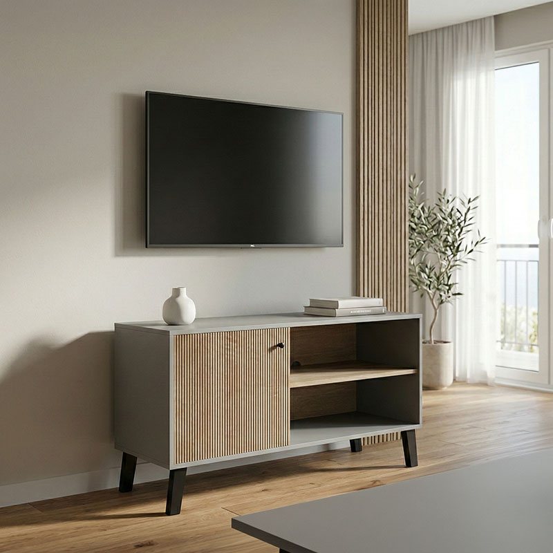 230-000132 Έπιπλο τηλεόρασης Tuscany pakoworld sonoma-ανθρακί 100x40x51εκ - Image 1