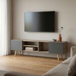 Έπιπλο τηλεόρασης Osclo pakoworld sonoma-ανθρακί 160x30x53.5εκ