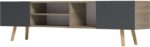Έπιπλο τηλεόρασης Osclo pakoworld sonoma-ανθρακί 160x30x41εκ - Image 4