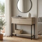 Κονσόλα Nordic pakoworld σε sonoma-μαύρη απόχρωση 90x29,5x76εκ