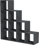 Βιβλιοθήκη Scala pakoworld ανθρακί 129.5x29x129.5εκ - Image 3