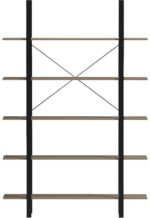Βιβλιοθήκη-Ραφιέρα Loftie pakoworld sonoma-μαύρο μέταλλο 126x28x165εκ - Image 2