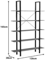 Βιβλιοθήκη-Ραφιέρα Loftie pakoworld sonoma-μαύρο μέταλλο 126x28x165εκ - Image 5