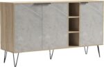 Μπουφές Balain pakoworld sonoma-γκρι μπεζ όψη μαρμάρου 142x35.5x83εκ - Image 3