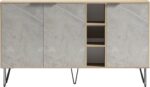 Μπουφές Balain pakoworld sonoma-γκρι μπεζ όψη μαρμάρου 142x35.5x83εκ - Image 4