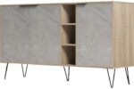 Μπουφές Balain pakoworld sonoma-γκρι μπεζ όψη μαρμάρου 142x35.5x83εκ - Image 5