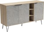 Μπουφές Balain pakoworld sonoma-γκρι μπεζ όψη μαρμάρου 142x35.5x83εκ - Image 6