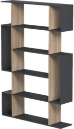 Βιβλιοθήκη Mito pakoworld ανθρακί - sonoma 108.5x25x161εκ - Image 3