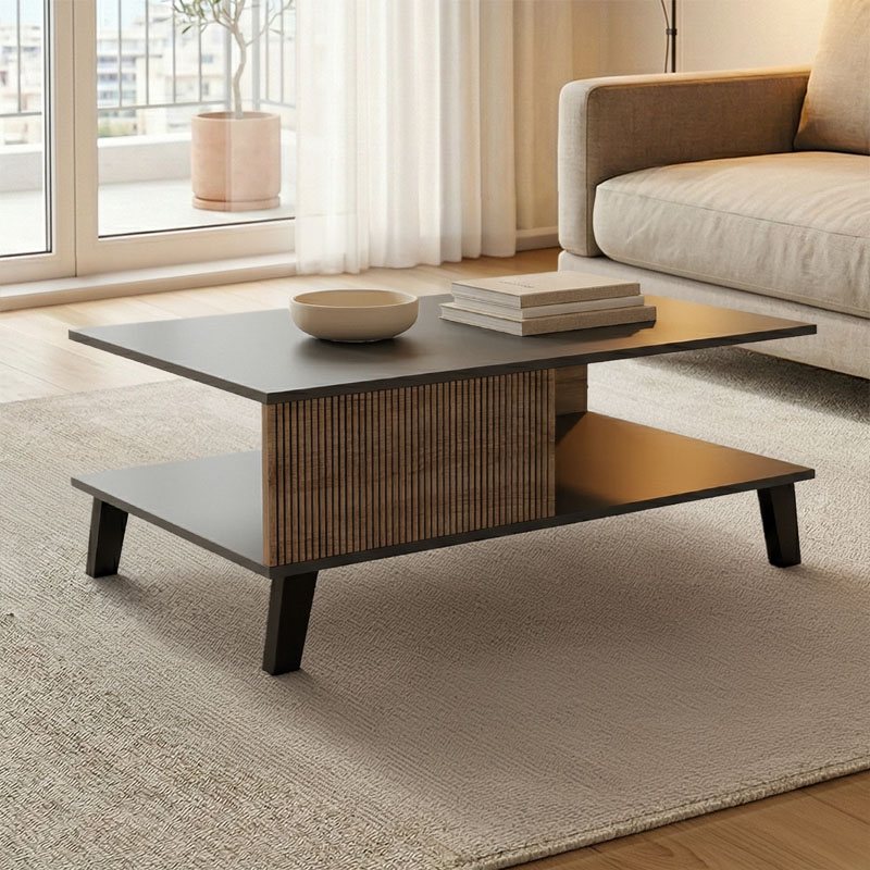 230-000177 Τραπεζάκι σαλονιού Tuscany pakoworld sonoma-ανθρακί 83x54x34εκ - Image 1