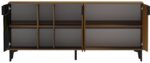 Μπουφές Riba pakoworld καρυδί-μαύρη όψη μαρμάρου 180x40x78εκ - Image 2