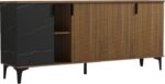 Μπουφές Riba pakoworld καρυδί-μαύρη όψη μαρμάρου 180x40x78εκ - Image 3