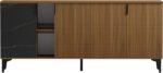 Μπουφές Riba pakoworld καρυδί-μαύρη όψη μαρμάρου 180x40x78εκ - Image 4