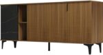 Μπουφές Riba pakoworld καρυδί-μαύρη όψη μαρμάρου 180x40x78εκ - Image 5
