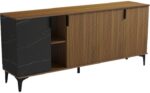 Μπουφές Riba pakoworld καρυδί-μαύρη όψη μαρμάρου 180x40x78εκ - Image 6