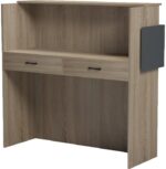 Γραφείο reception Optima pakoworld με led sonoma-ανθρακί 110x40x110εκ - Image 3