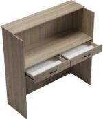 Γραφείο reception Optima pakoworld με led sonoma-λευκή όψη μαρμάρου 110x40x110εκ - Image 2